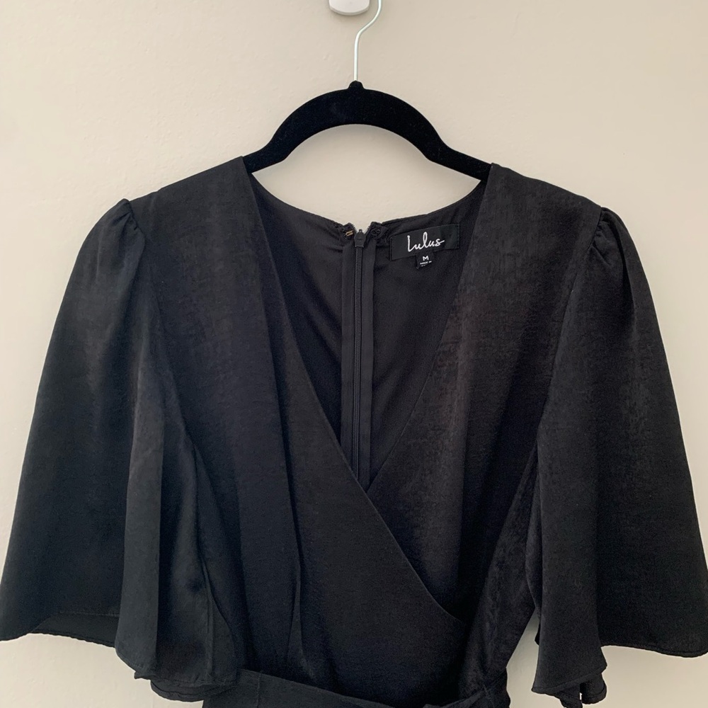 Lulu's Black Midi Wrap Dress - Picture 2 of 3